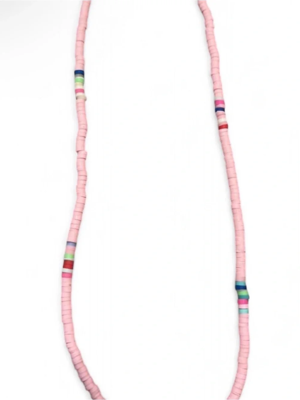 Delicate Pink Seed Bead Necklace with Multicolor Accents